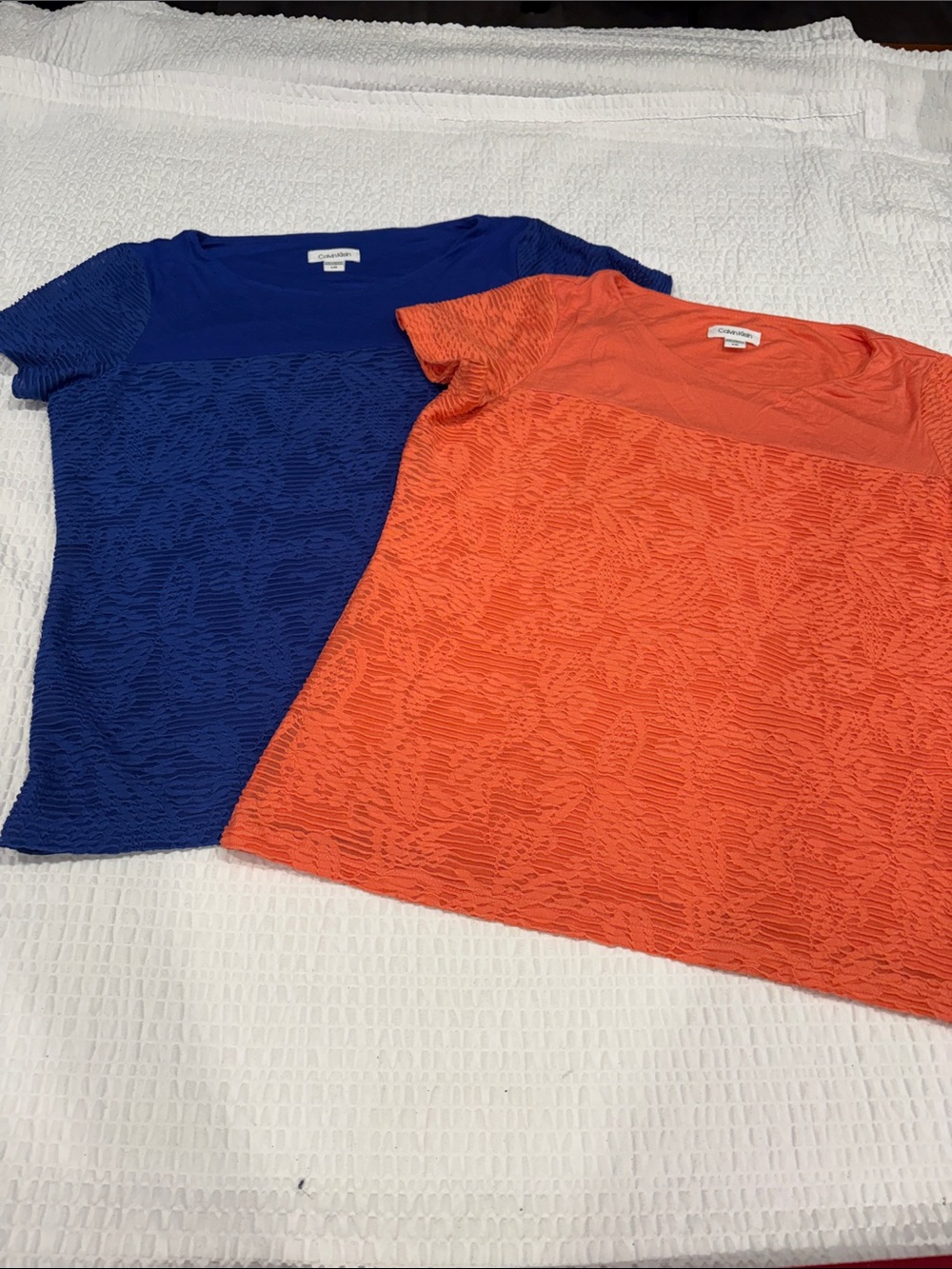 Calvin Klein Ladies Textured Tees, Set of 2 
Size L